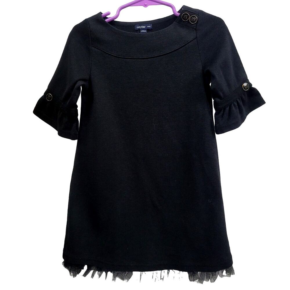 Baby Gap Black Dress with Buttons and Bell Sleeves Size‎ 3T